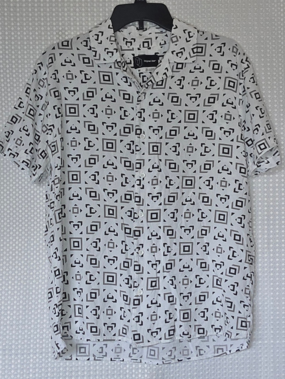 Original Use Geometric Button Up Shirt Medium Streetwear Minimal Modern - Picture 9 of 11